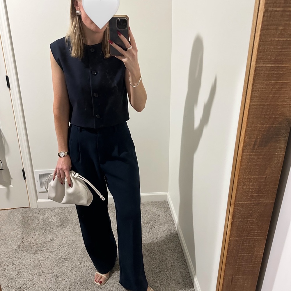 Zara Women's Dark Blue Buttoned Vest - Picture 9 of 10